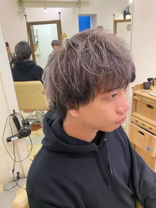 ミディアム カラー メンズ 菊池大一 溝の口パーマのヘアスタイル