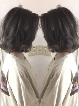 ミディアム カラー パーマ 三輪 太一のヘアスタイル