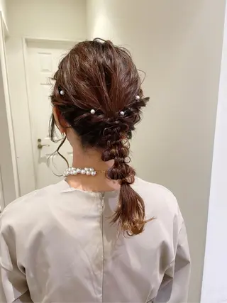 セミロング ヘアアレンジ シールエクステ横浜 🐏☁️miminaのヘアスタイル