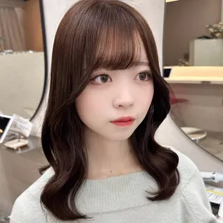 ミディアム カラー Rio🎀ブリーチ なし透明感♡顔周り♡のヘアスタイル