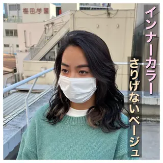 ミディアム 似合わせ/ブリーチ カラー.岡田友仁のヘアスタイル