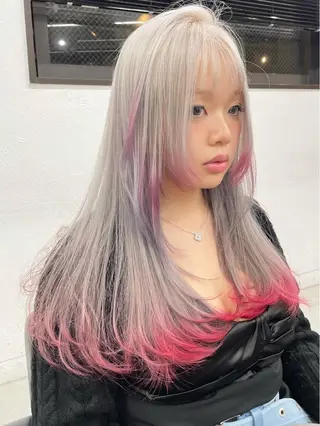 ロング カラー ヘアアレンジ 韓国/ハイトーン/ ボブ🎀MIKU🎀のヘアスタイル