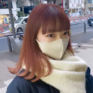 ミディアム カラー 艶感/韓国風 🤍moeka🤍のヘアスタイル