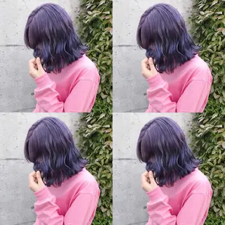 ミディアム カラー ヘアアレンジ TAKUMAブリーチ /切りっぱなし🪽のヘアスタイル