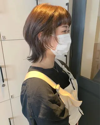 ショート カラー パーマ ヘアアレンジ メンズ キッズ ネイル マツエク・マツパ ウルフレイヤーカット /チヒロのヘアスタイル