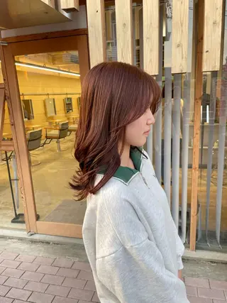 セミロング カラー 髪質改善×美髪矯正 艶髪カラー　阪口のヘアスタイル