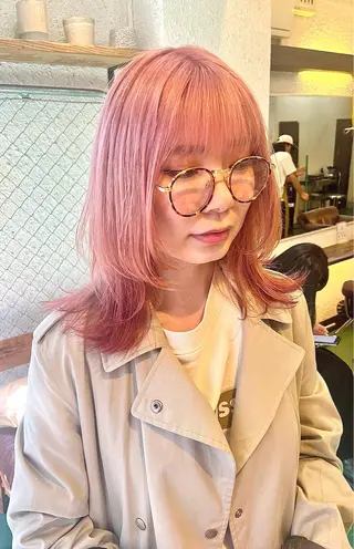 ミディアム カラー ハイトーンを育てる ブリーチカラー/牧原のヘアスタイル