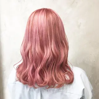 セミロング カラー パーマ ヘアアレンジ メンズ 艶ピンク*ヘアセット 🌙shioriのヘアスタイル