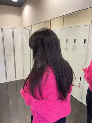ロング カラー 垢抜け小顔レイヤー オリーブ/スミレのヘアスタイル