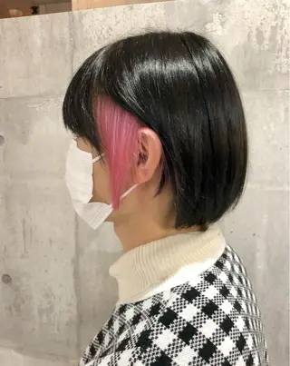 ショート 興津/韓国レイヤー ダブルカラー美髪縮毛のヘアスタイル