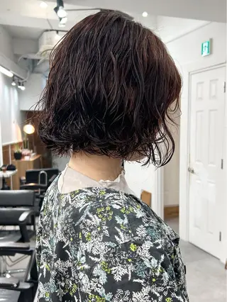 ミディアム パーマ レイヤーボブ/ 艶カラー/サナ🌼のヘアスタイル