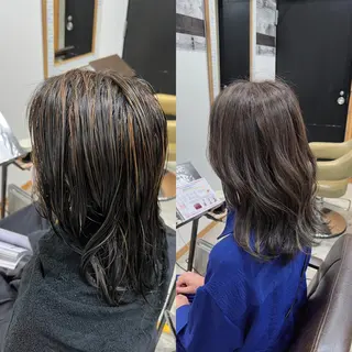 ミディアム カラー ヘアアレンジ キッズ 五反田　美容院☆張 明星☆韓国ヘアのヘアスタイル