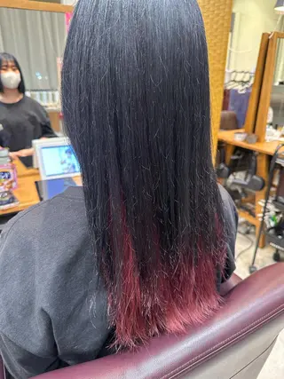 ロング カラー シールエクステ/ ブリーチカラーのヘアスタイル