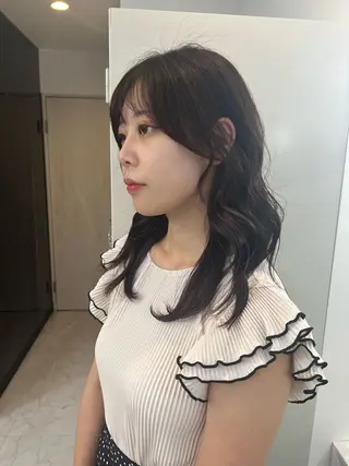 ミディアム カラー ✨縮毛矯正✖︎顔周り レイヤー✨ナカムラのヘアスタイル