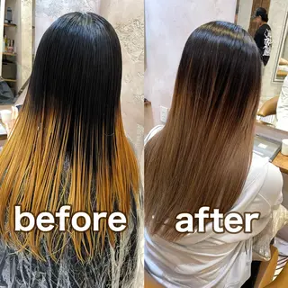 ロング カラー ブリーチなし 透明感カラー/艶髪のヘアスタイル
