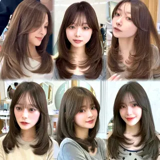 セミロング カラー 似合わせレイヤー/ 透明感カラーのヘアスタイル