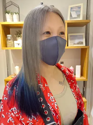 セミロング カラー 派手髪デザインカラー ヒロカのヘアスタイル