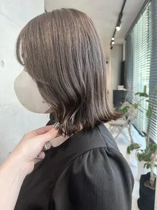 セミロング カラー パーマ ヘアアレンジ 透明感/オリーブ/ グレージュ/YUKAのヘアスタイル