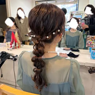 セミロング ヘアアレンジ 横浜パーマ🌐ボブ✨ 暖色カラーもえかのヘアスタイル
