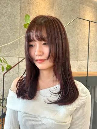 セミロング カラー 🤍垢抜け♡透明感 カラーmoeka🤍のヘアスタイル