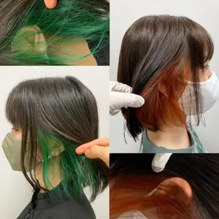 ミディアム カラー パーマ ヘアアレンジ ネイル マツエク・マツパ 韓国風ベージュ🤎 赤みなし🌿横浜🤎のヘアスタイル