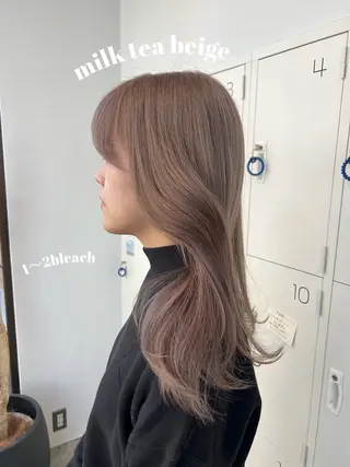 セミロング カラー Kana 🍋 ハイトーン【高円寺】のヘアスタイル