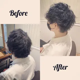 ショート カラー パーマ メンズ 関西センターパート メンズモデル募集のヘアスタイル