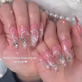 ネイル リボン、ガーリー パーツ放題専門店のネイルデザイン