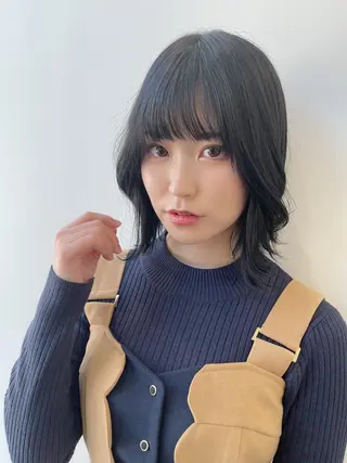 ミディアム カラー パーマ ヘアアレンジ 骨格別小顔カット/ 顔周りカット/金井のヘアスタイル