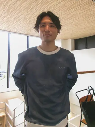 ミディアム パーマ メンズ 原宿↔︎浦和　美容師 折笠　亮のヘアスタイル