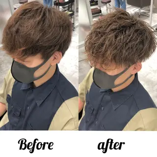 ショート カラー メンズ 関西センターパート メンズモデル募集のヘアスタイル