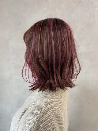 ミディアム カラー ゆるふわパーマ🌸/ ハイトーン/あゆみのヘアスタイル