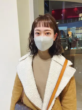 セミロング パーマ k-twoたき✨艶感 カラー/美髪矯正のヘアスタイル
