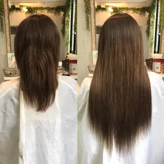 ロング ヘアアレンジ カラー チビ編み込みエクステ シールEXどぅ〜すのヘアスタイル