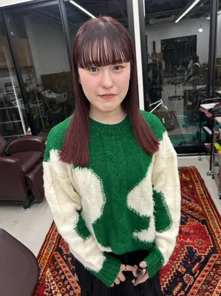 セミロング カラー パーマ ヘアアレンジ 髪と音処　マトぺ所属・デザインカラー/ボブ ブリーチカラー/ユリのヘアスタイル