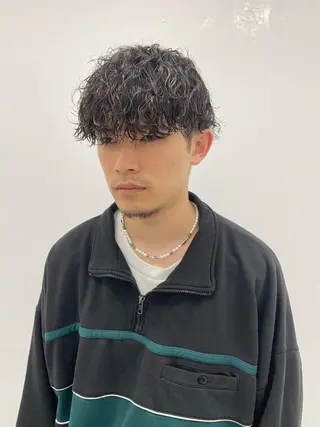 パーマ メンズ スパイキーパーマ 柏NO1 藤本葉のヘアスタイル
