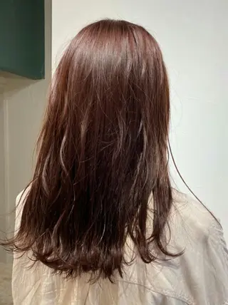 ミディアム カラー 酸性ストレート/ブリ ーチなしWカラー河本のヘアスタイル