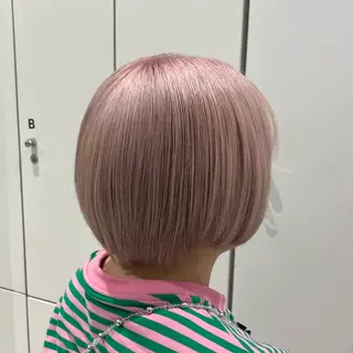 ショート カラー 顔周りカット／透明感 カラー／Kurumeのヘアスタイル