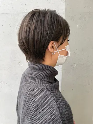ショート 顔周り/暗髪カラー 艶カラー/アベマホのヘアスタイル