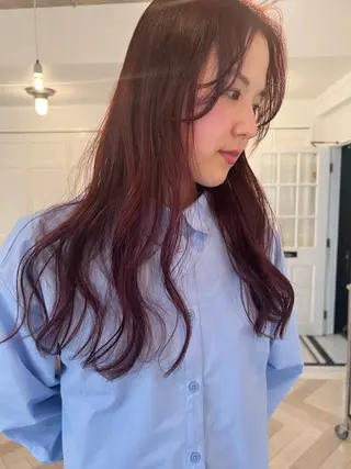 カラー ブリーチカラー🎀 韓国風/寺門美優のヘアスタイル