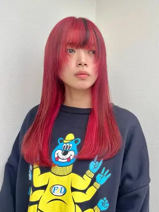 セミロング カラー 派手髪デザインカラー ヒロカのヘアスタイル