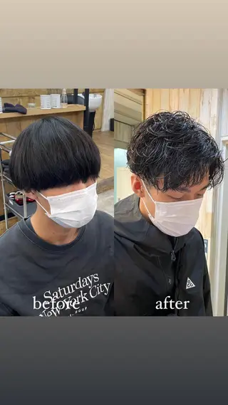 ショート パーマ メンズ HIKARU副店長/ ✨️髪質改善のヘアスタイル
