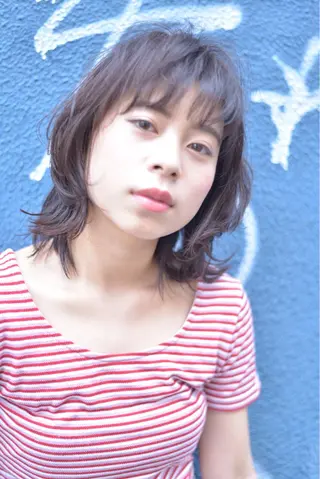 ミディアム パーマ 【白髪ぼかし 専門GBG】自由が丘のヘアスタイル