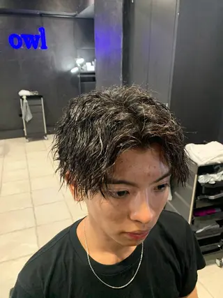 ミディアム メンズ メンズパーマ/難波/ 心斎橋　室園亮佑のヘアスタイル