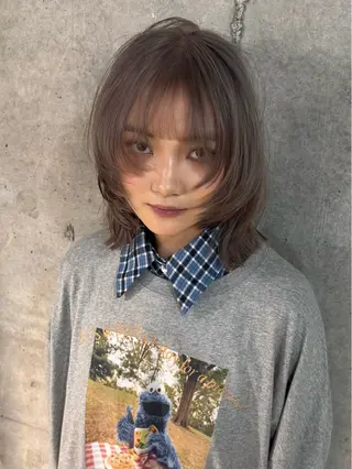 ミディアム カラー ヘアアレンジ Kaho【mens/ ブリーチ/パーマ】のヘアスタイル