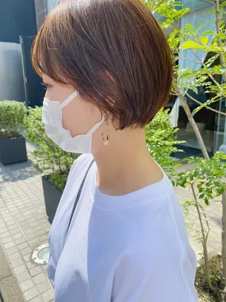 ショート カラー パーマ ヘアアレンジ 🫧umu.🫧韓国 /レイヤー/ハッシュのヘアスタイル
