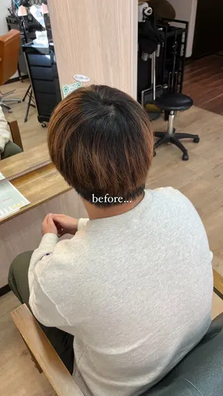 ショート カラー メンズ MAHIRU🤍 艶髪・ストレート🫧のヘアスタイル