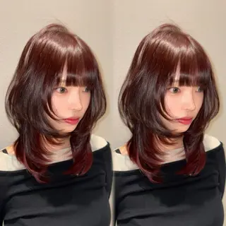 ミディアム カラー レイヤー/髪質改善 Lond ambreのヘアスタイル