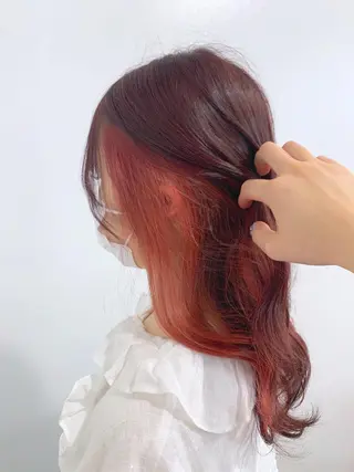 ミディアム カラー ヘアアレンジ 🍒暖色✖️レイヤー ／Haruna🍒のヘアスタイル