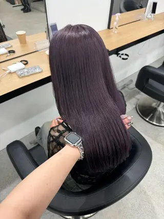 ロング カラー 暗髪🩶ラベンダー/ ブルー/ユウナ🤍のヘアスタイル